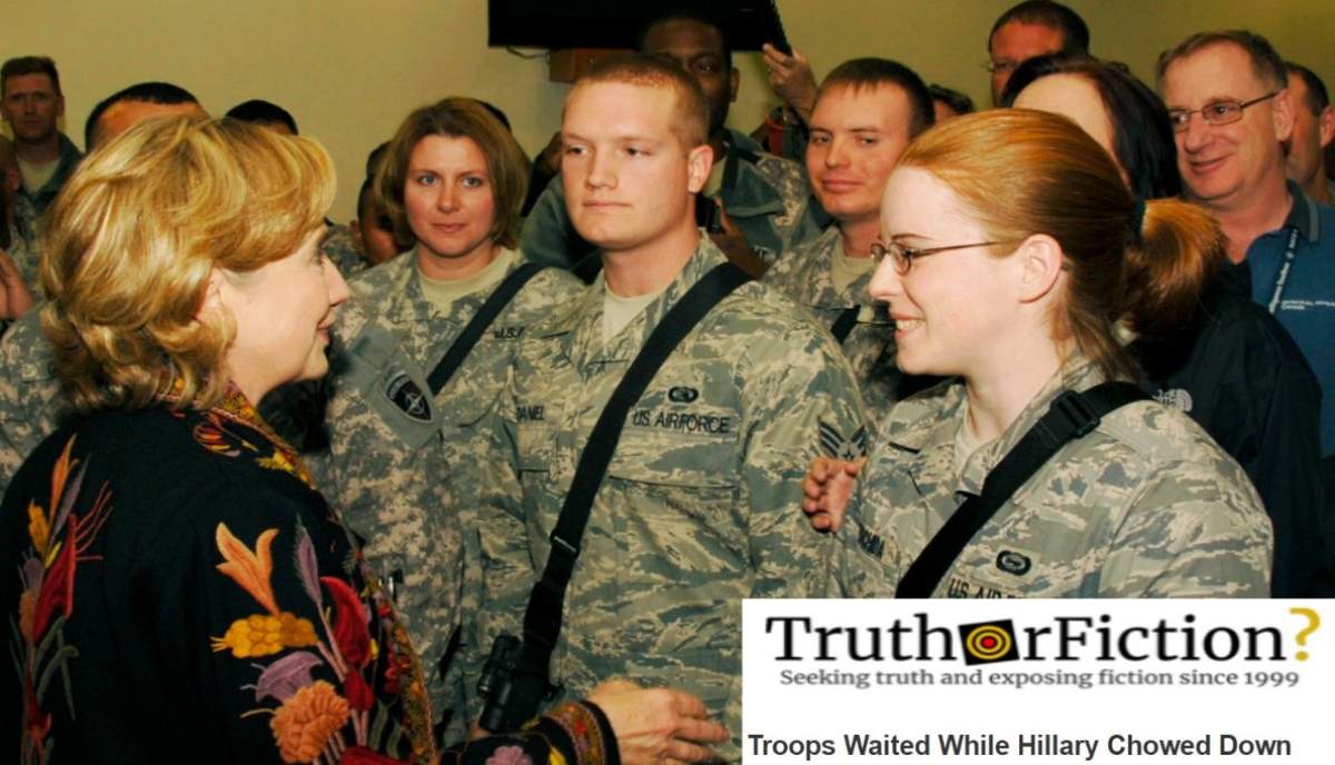 Did Hillary Clinton ‘Cut in Line’ for Thanksgiving Dinner with Troops in Afghanistan?