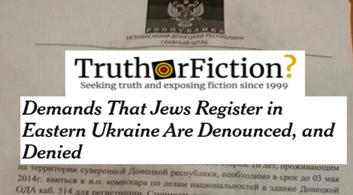Were Jewish Ukrainians Forced to ‘Register’ in 2014?