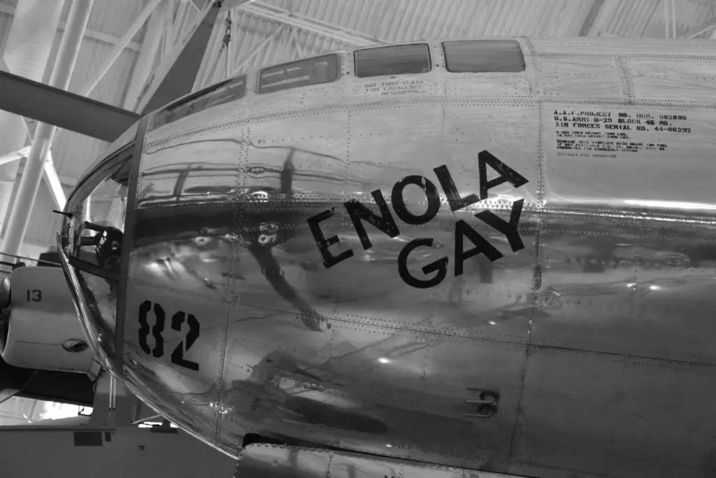 Enola Gay, Boeing B-29 Superfortress bomber, named after Enola Gay Tibbets, the mother of the pilot, Colonel Paul Tibbets.