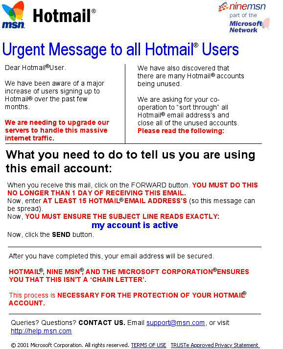 hotmail – Truth or Fiction?