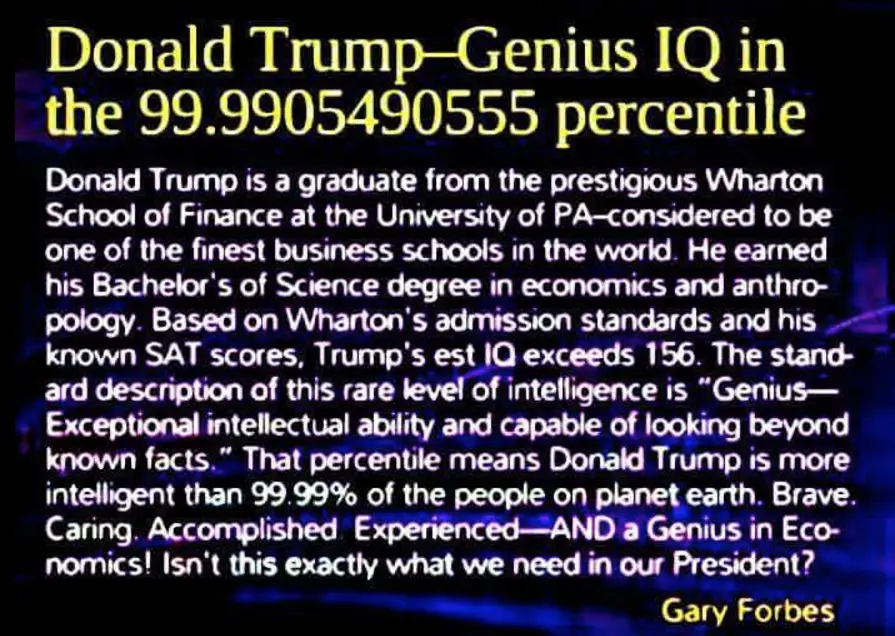 Donald Trump Genius IQ Slide