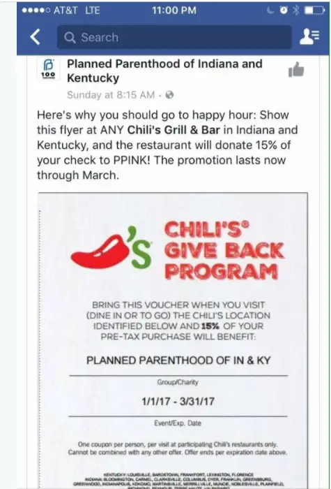 Chili's Planned Parenthood