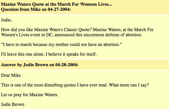 Maxine Waters on Abortion