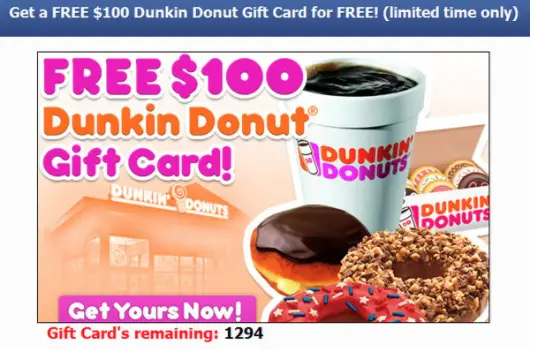 dunkin donuts $100 coupon