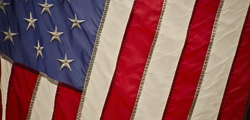American flag at an angle.