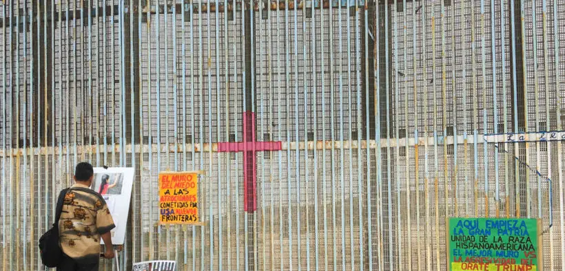 Border wall facing north in Playas, Tijuana, Mexico.