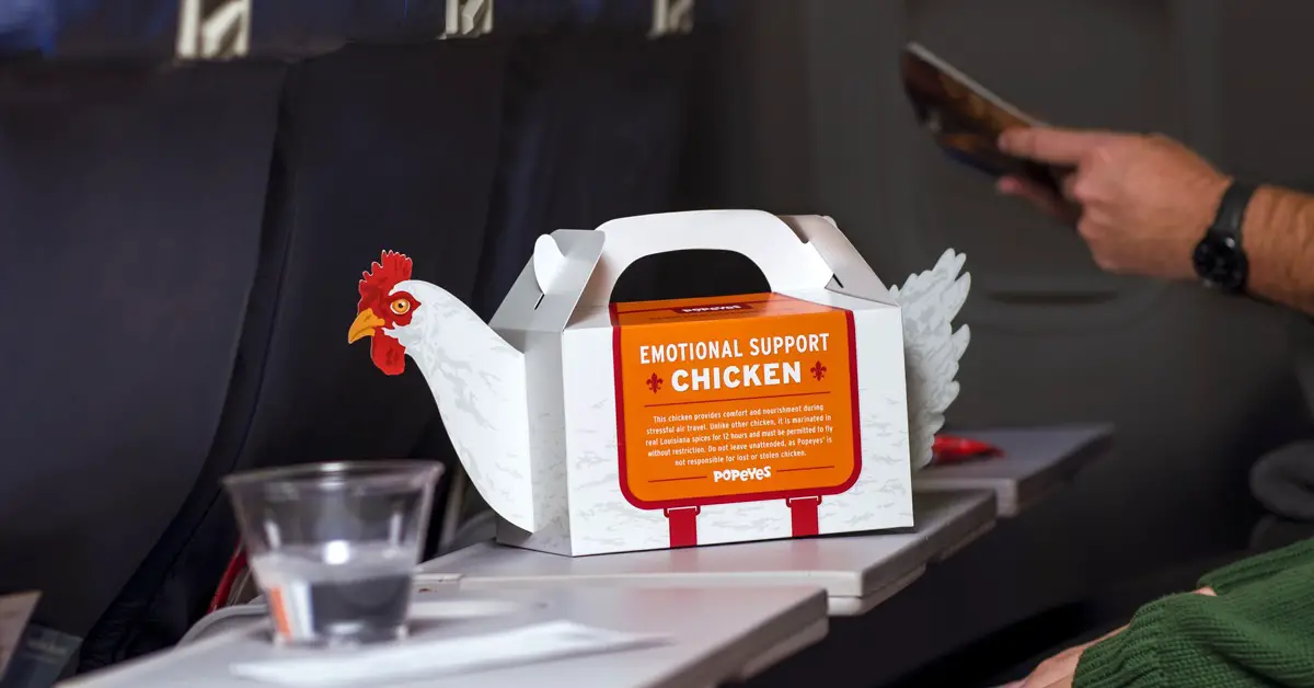 Is Popeye’s Offering ‘Emotional Support Chicken’ to Harried Travelers?