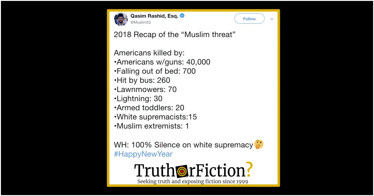 Are Deaths Listed in a ‘2018 Muslim Threat’ Tweet Accurate?