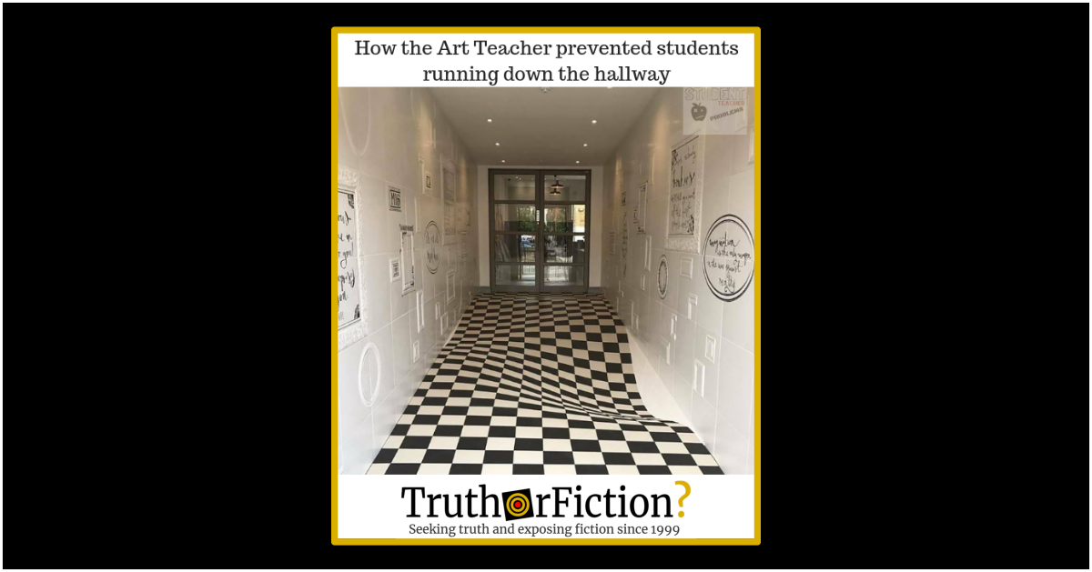 Did a School Use a Creative Black and White Floor to Keep Students from Running in Halls?