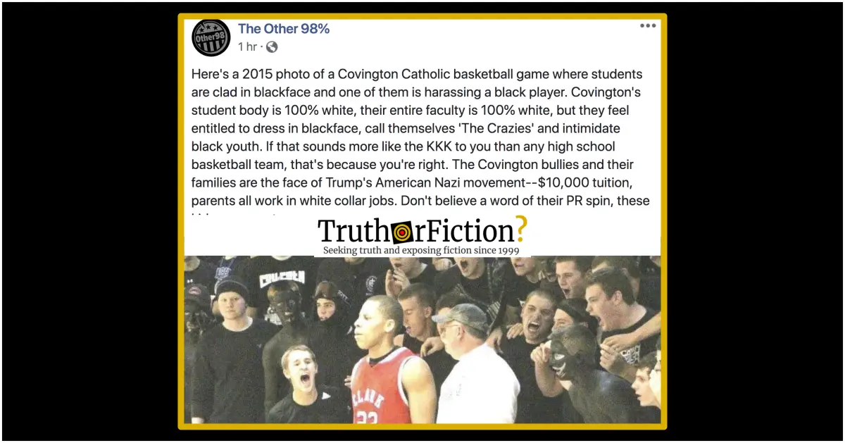 Is This a Picture of Covington Catholic Students in Blackface Harassing a Basketball Player?