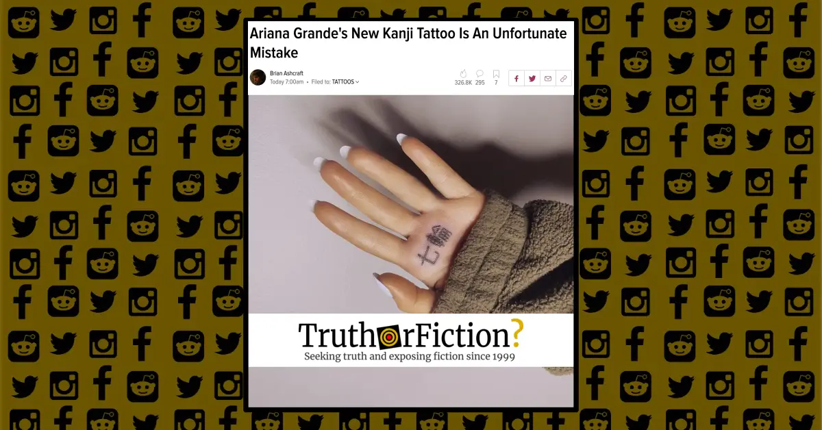 Does Ariana Grande's 'Seven Rings' Tattoo Actually Mean 'Charcoal Grill' in  Japanese? - Truth or Fiction?