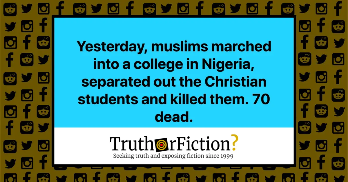 Were 70 Christians Massacred by Muslims in March 2019?
