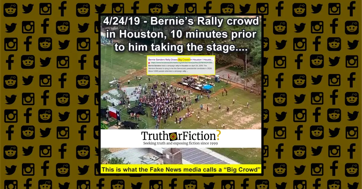 Does This Picture Show a Tiny Crowd Ten Minutes Before Sen. Bernie Sanders’ April 2019 Houston Rally?