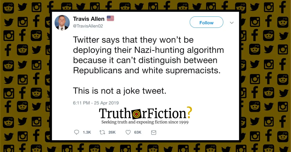 Is Twitter Withholding a ‘Nazi-Hunting’ Algorithm for Fear of Inadvertently Banning Republican Lawmakers?