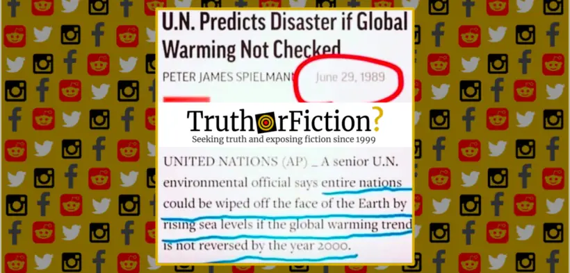 Is a 1989 ‘U.N. Predicts Disaster if Global Warming Not Checked’ Article Authentic? UN_predicts_disaster_if_global_warming_not_checked_1989-820x394