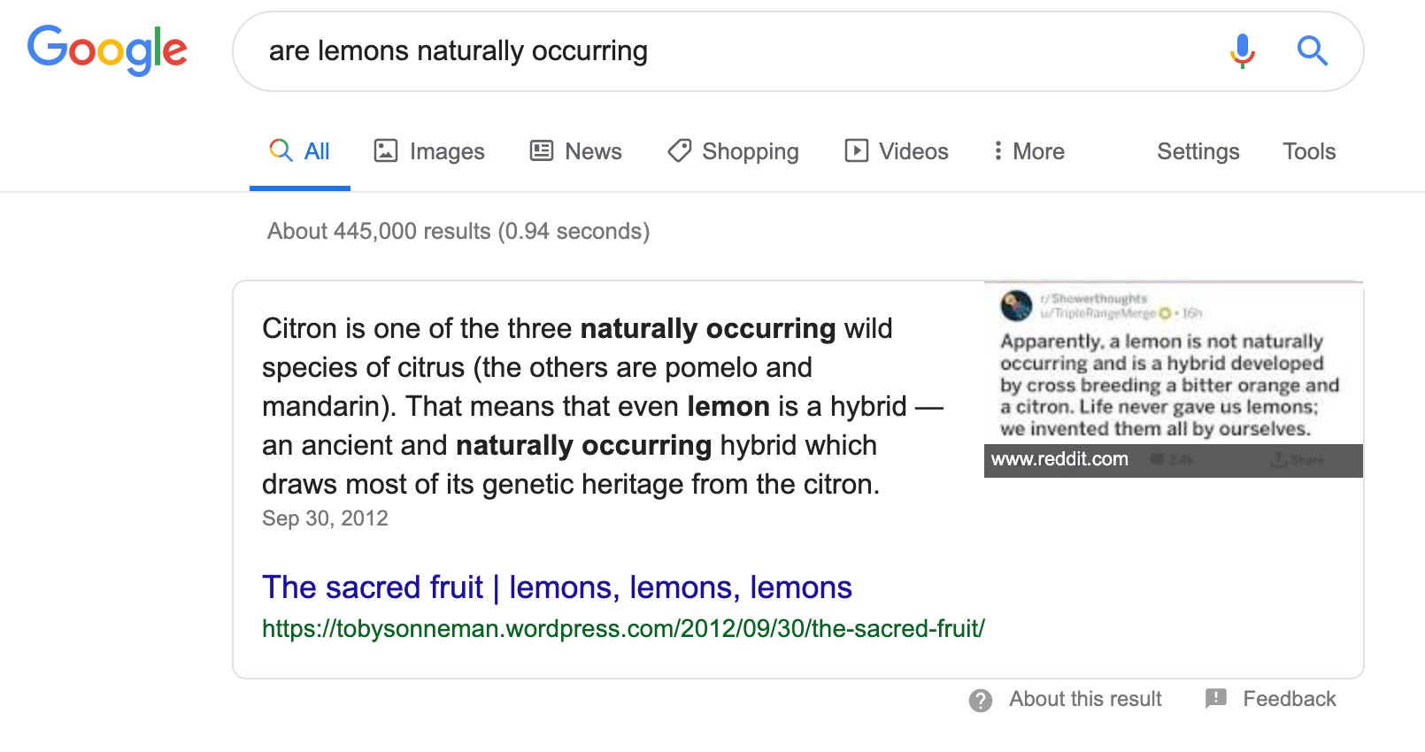 are_lemons_naturally_occurring_-_