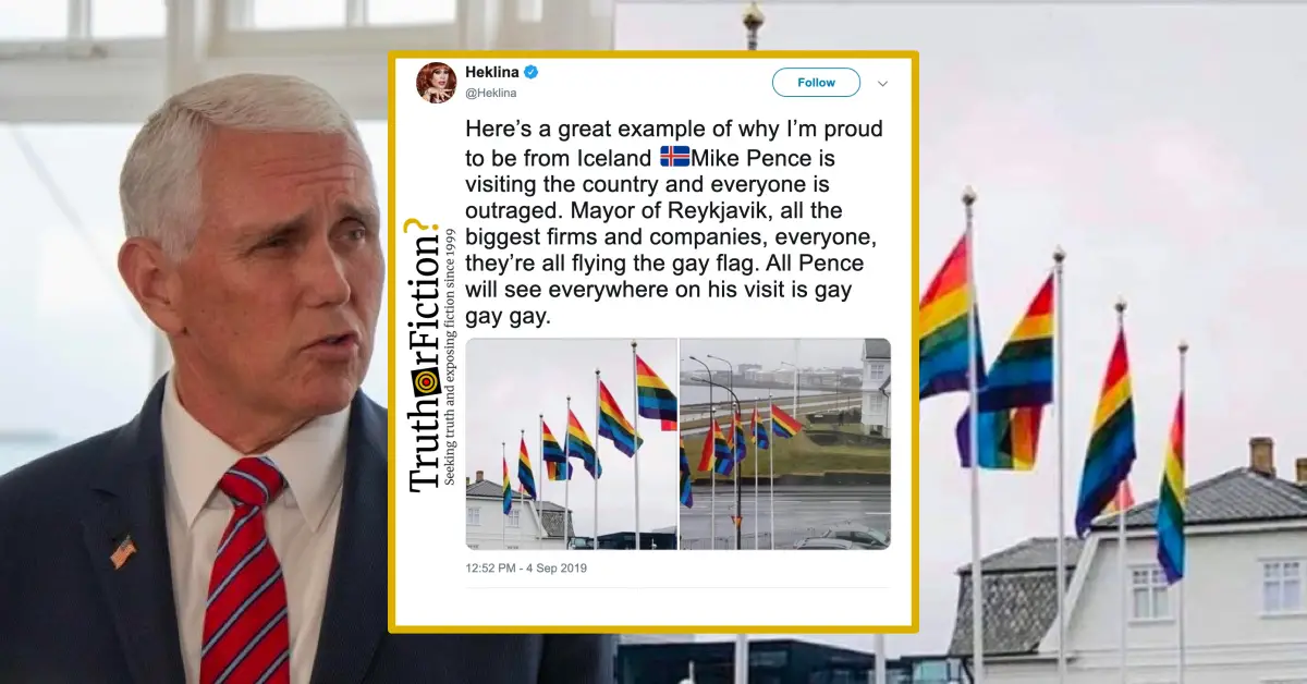 Did Reykjavik Ensure That Pride Flags Were Prominently Flown to Greet Mike Pence?