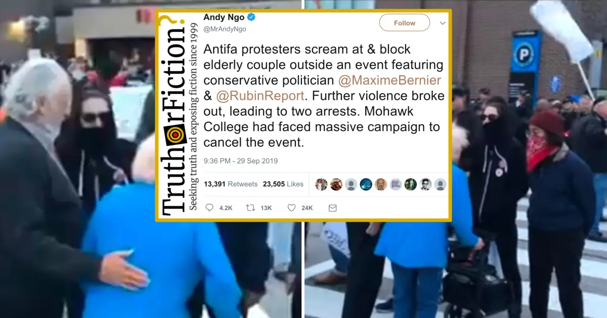 Does a Video Show ‘Antifa Protesters’ Screaming at an Elderly Woman Crossing the Street?