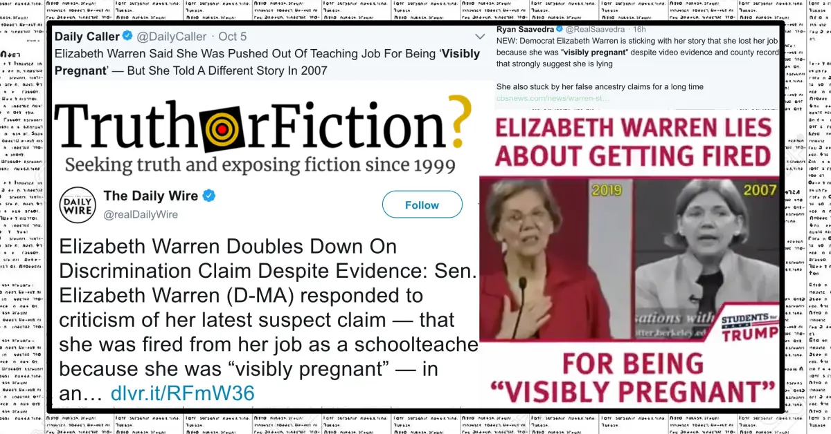 Does Footage Prove Elizabeth Warren Lied About ‘Visibly Pregnant’ Firing?