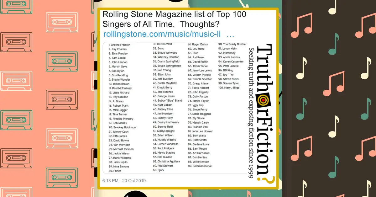 Officer byld fødselsdag Rolling Stone' List of Top 100 Singers of All Time - Truth or Fiction?