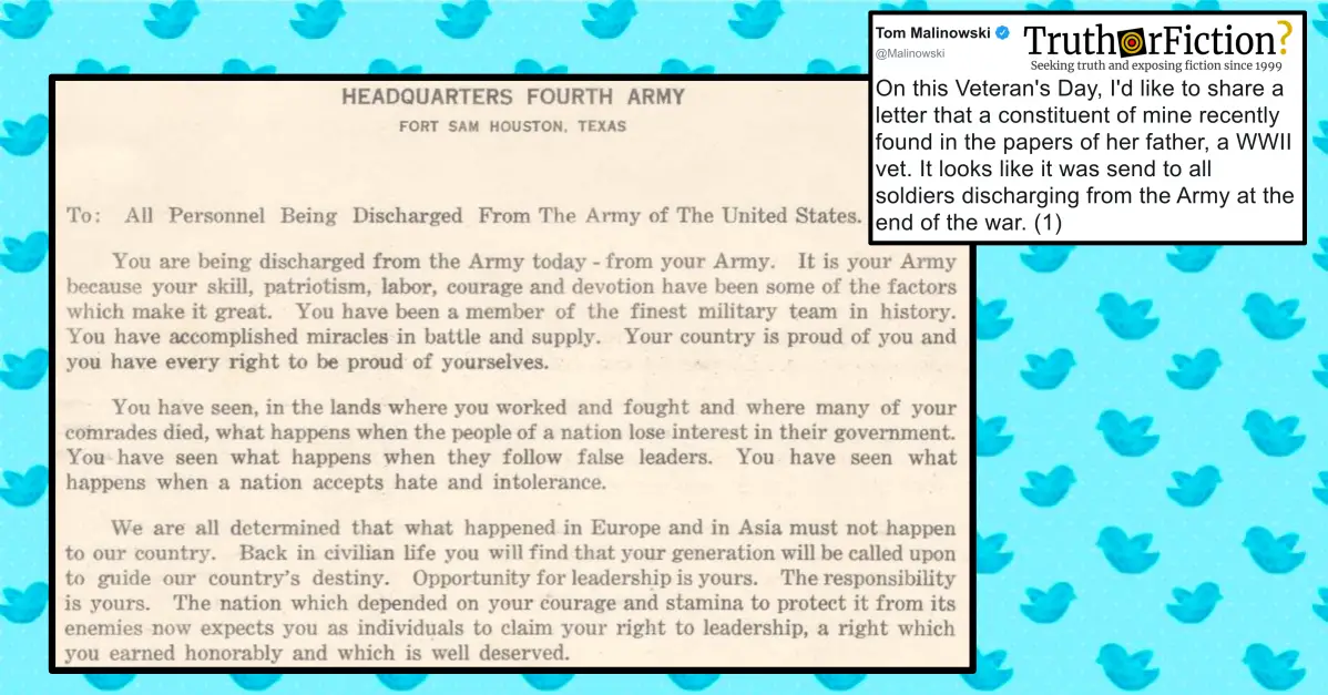 Lawmaker Brings World War II Discharge Letter to Light Online
