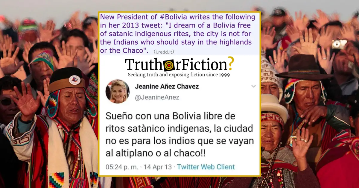 Archived Tweets Show Bolivian Interim President Smearing Indigenous ‘Satanists’