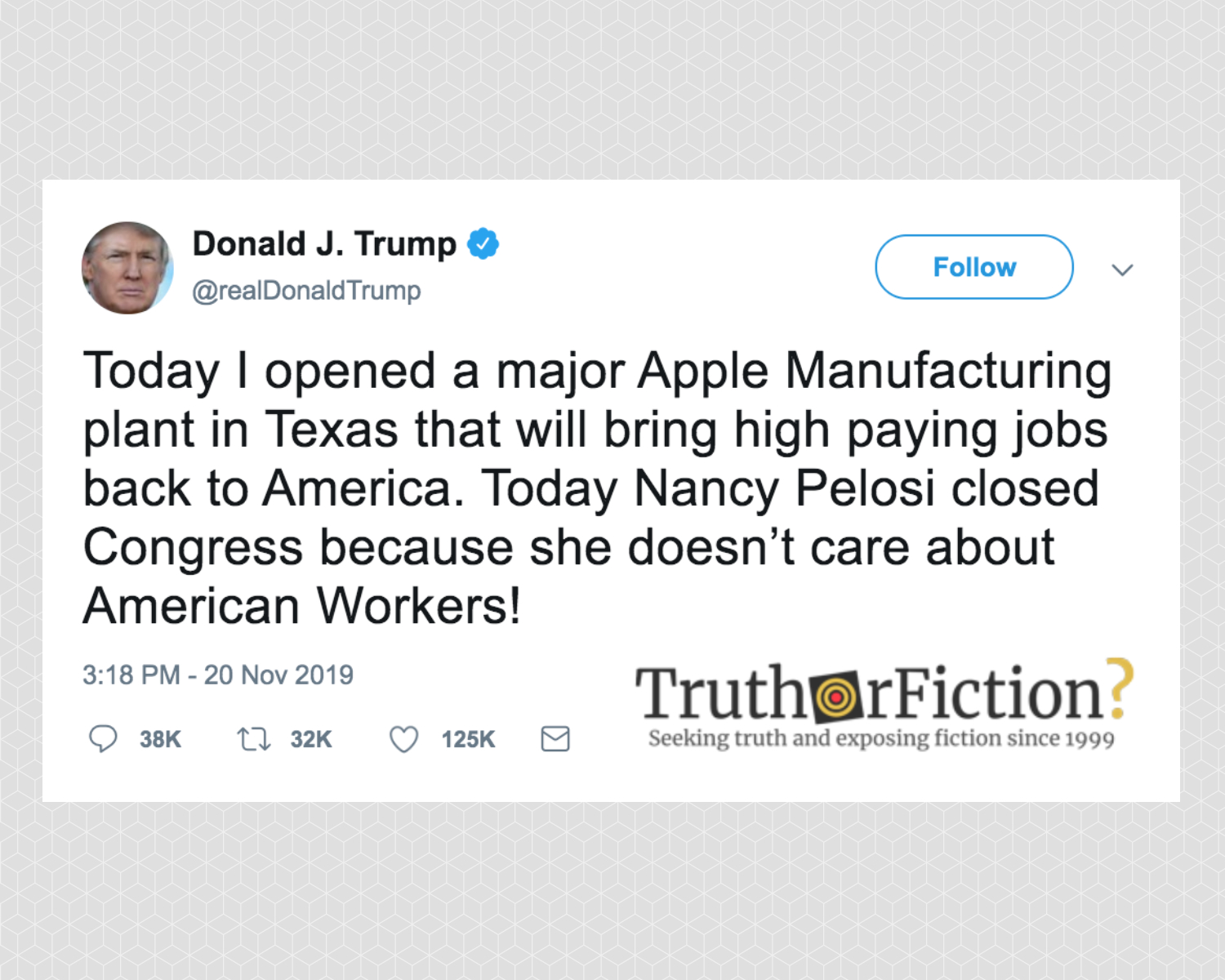 Donald Trump Falsely Claims He Opened Apple Texas Facility During Visit