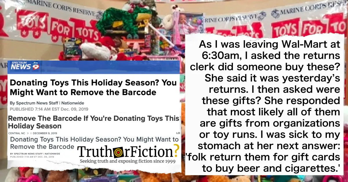 Do You Need to Remove Barcodes from Donated Toys Because People Exchange Them for Cigarettes and Beer?