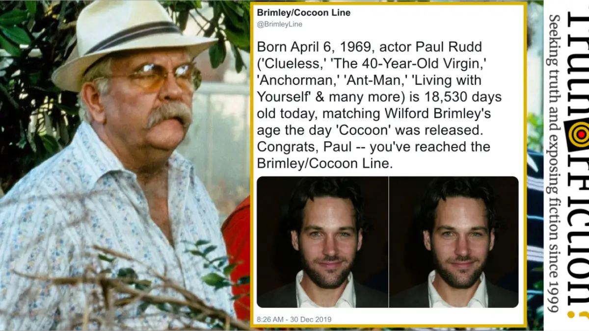 Was Paul Rudd the Same Age as Wilford Brimley in Cocoon as of