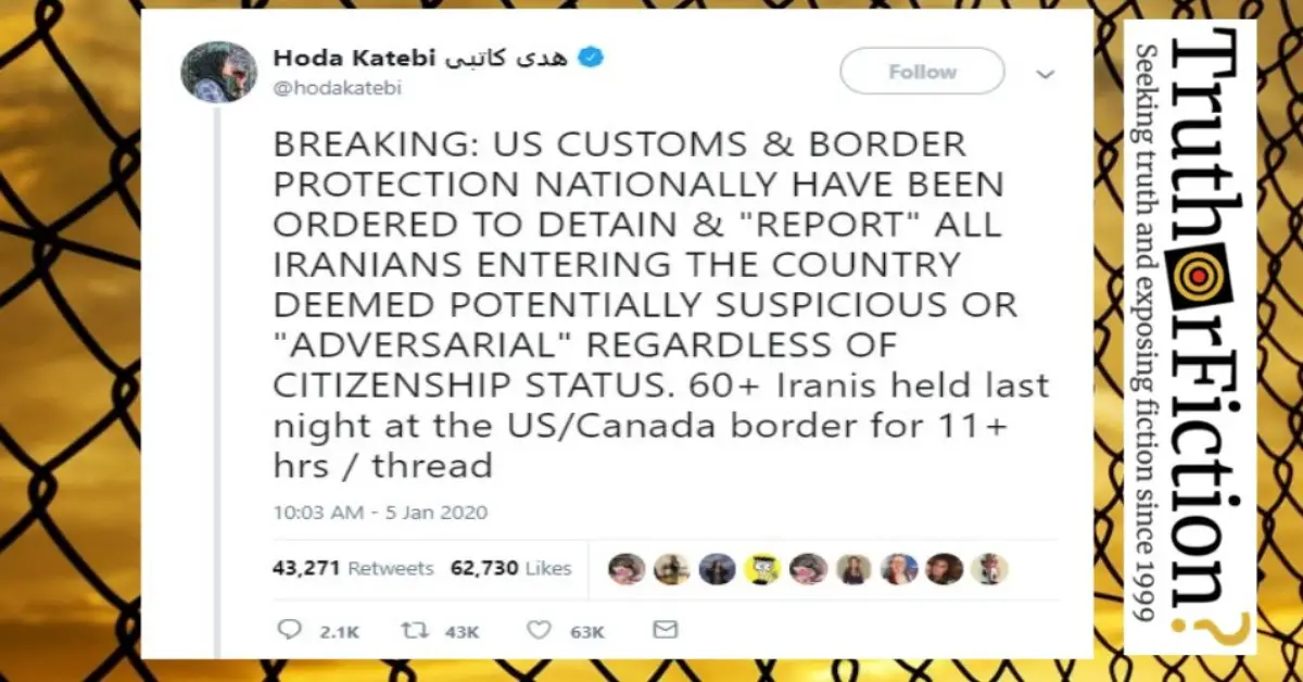 Iranians, Iranian-Americans Stopped at U.S. Border with Canada
