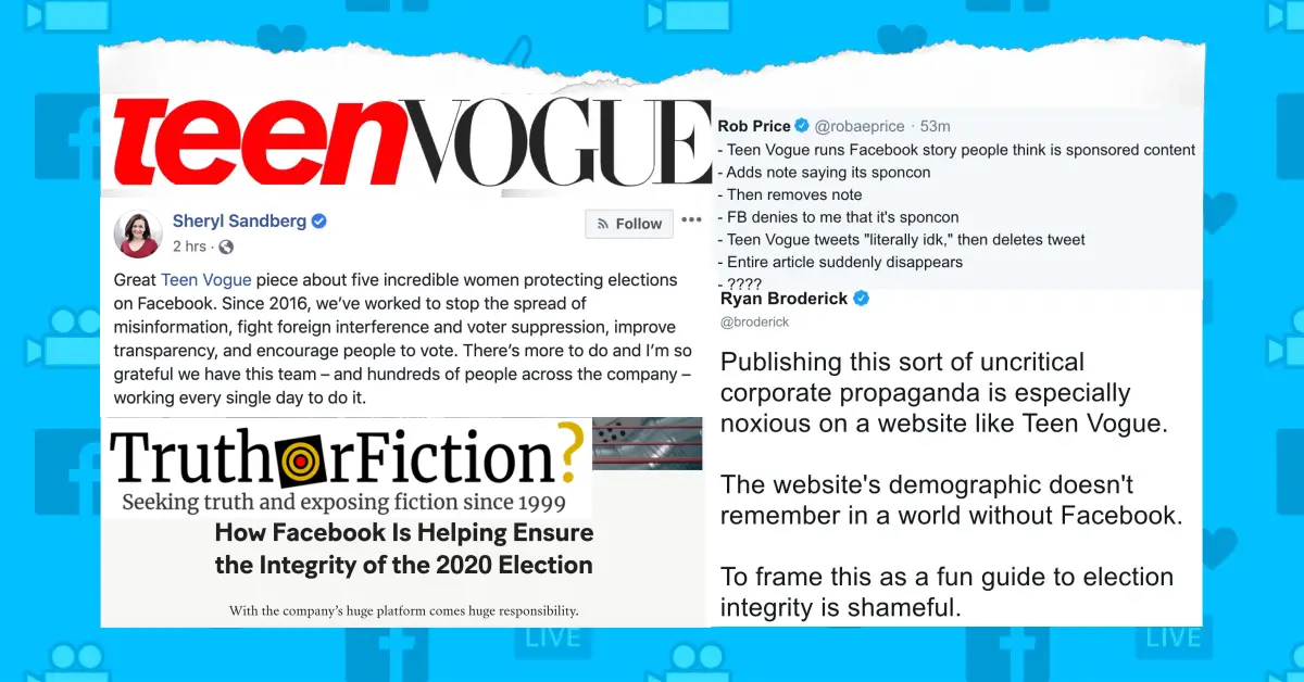 Teen Vogue Publishes, Unpublishes Mysterious Sponsored ‘Facebook Election Integrity’ Piece