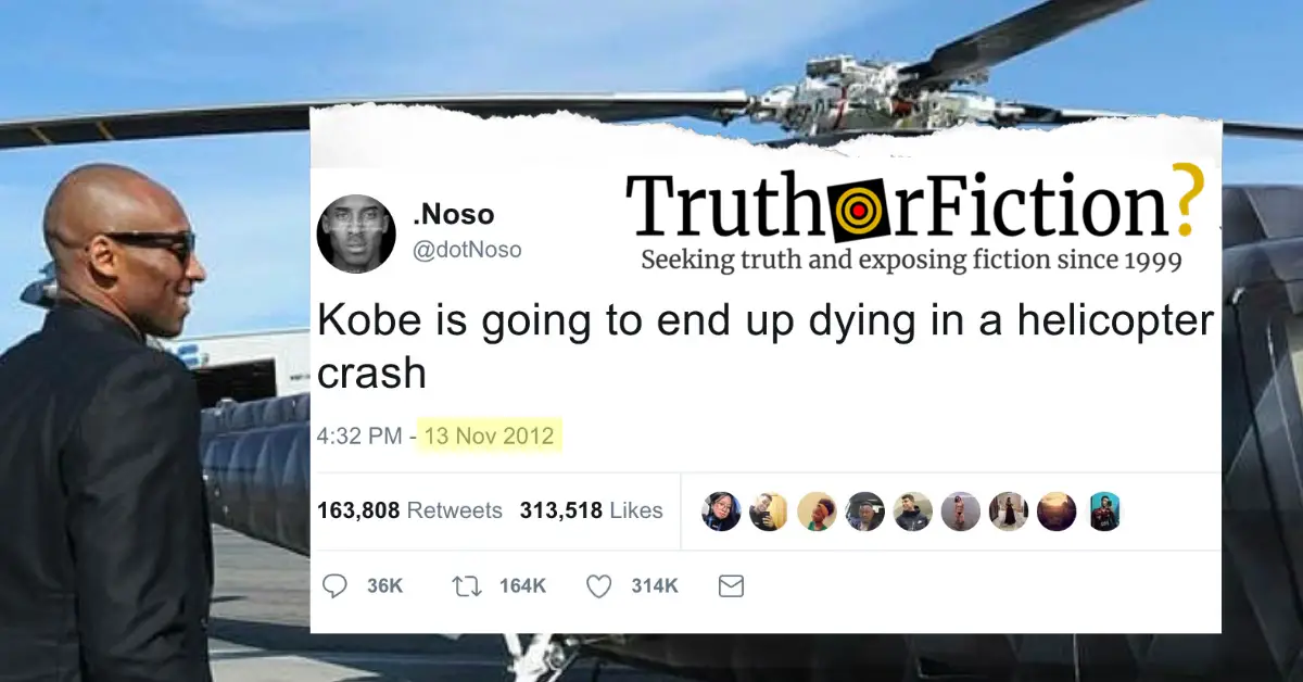 Did a Twitter Post Predict Kobe Bryant’s Death in a Helicopter Crash in 2012?