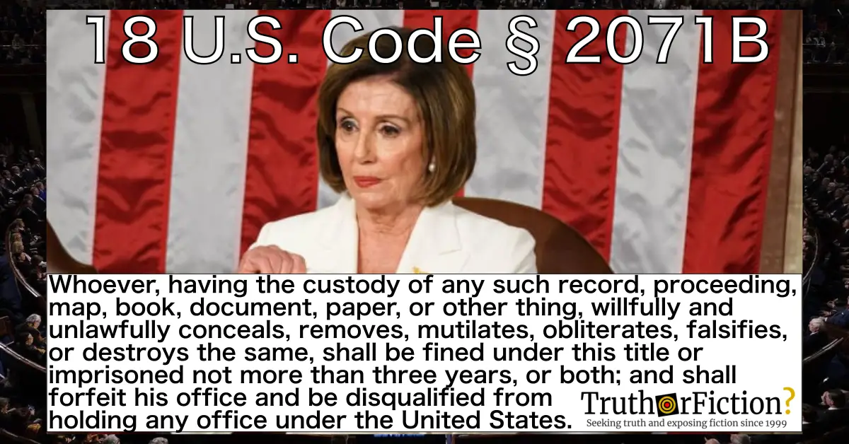 Did Nancy Pelosi Violate ’18 Code US 2071 B’ by Tearing Up Trump’s State of the Union Speech?