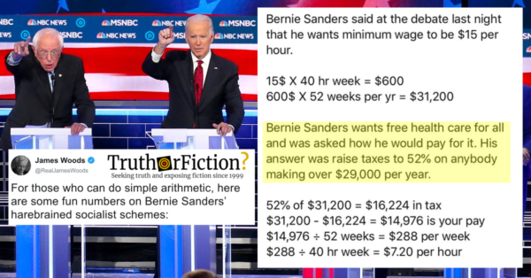 Does Bernie Sanders Plan Tax People Making 29000 At 52 Percent Truth Or Fiction 
