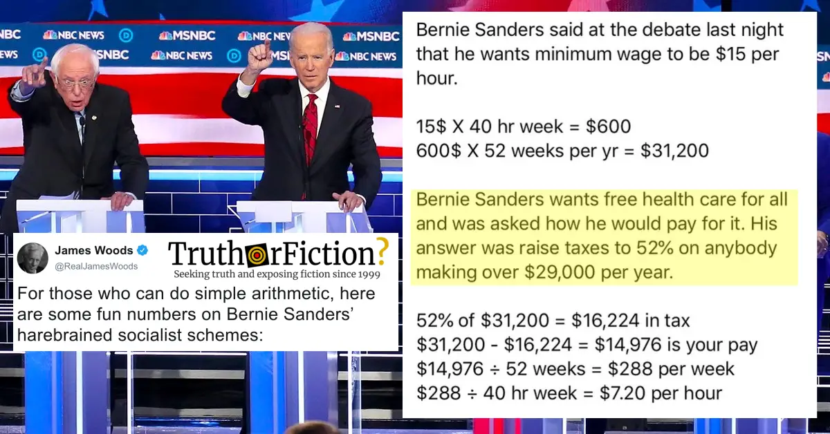Does Bernie Sanders’ Plan Tax People Making $29,000 at 52 Percent?