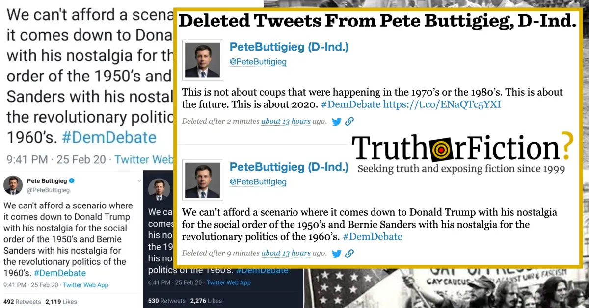 Buttigieg Deletes Tweet Decrying ‘Nostalgia for the Revolutionary Politics of the 1960s’