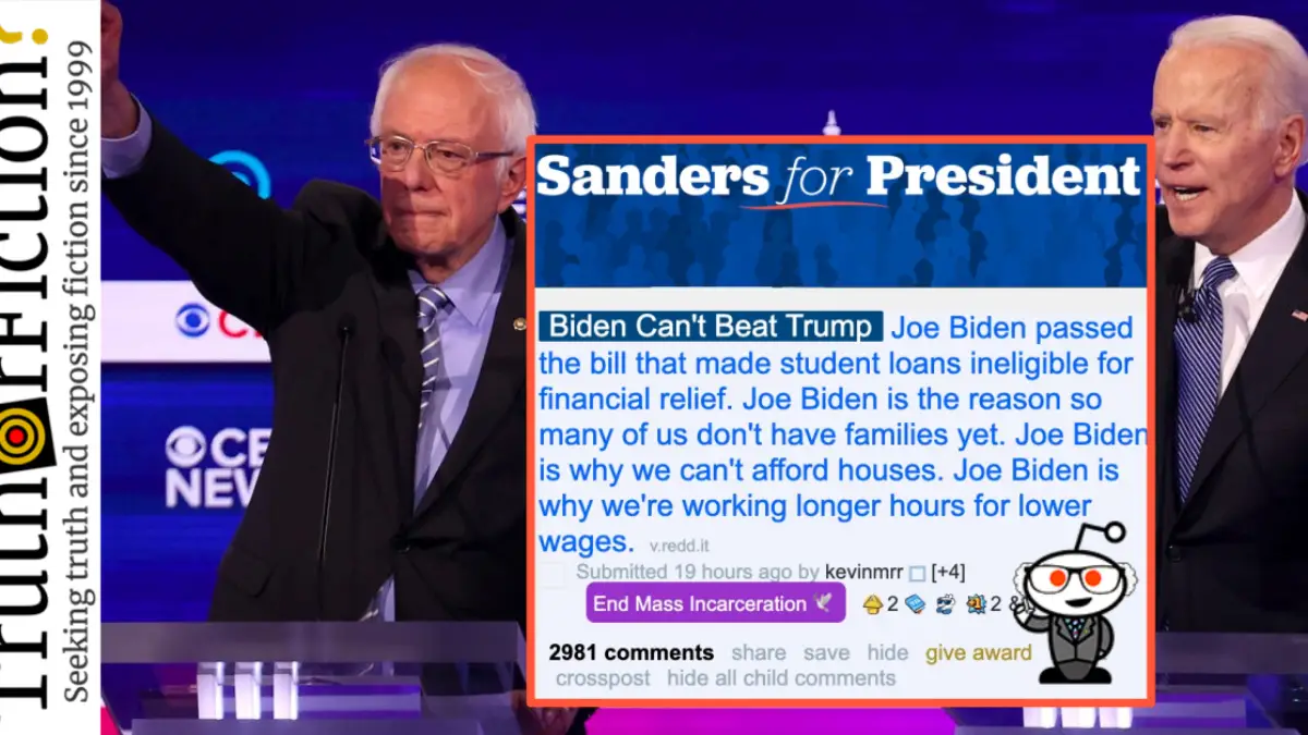 Did Joe Biden Vote for a Bankruptcy Bill Which Made Student Loans 'Ineligible for Financial Relief'? – Truth or Fiction?