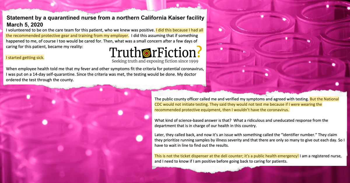 Statement from a Quarantined Kaiser Nurse in California