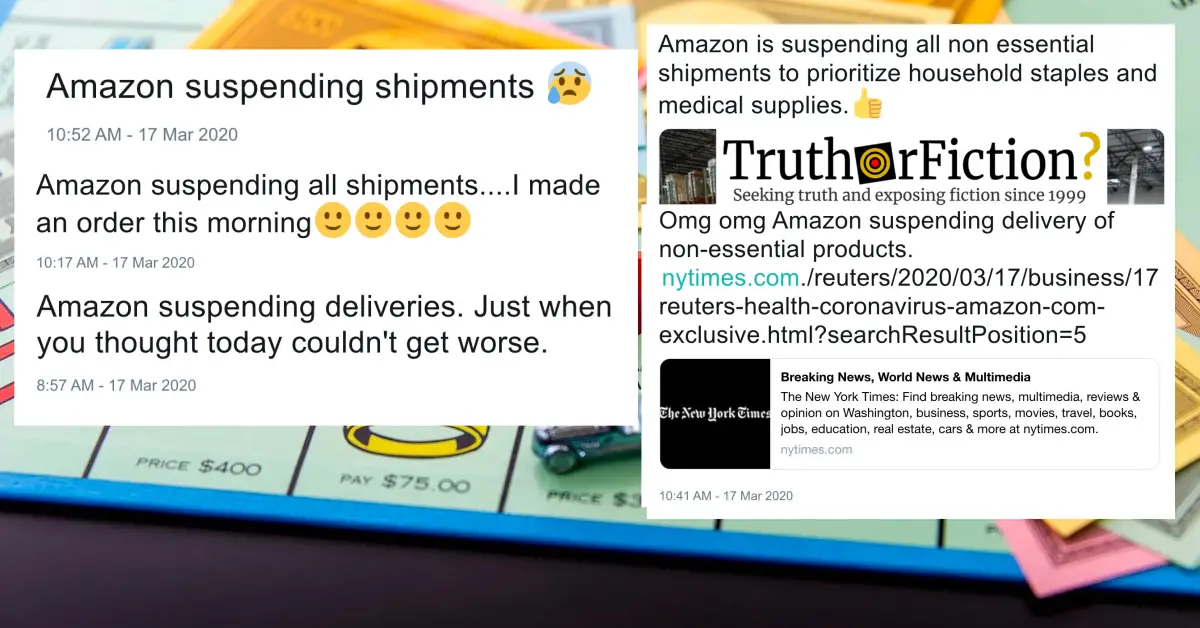 Is Amazon Suspending All Non-Essential Shipments Except for Medical Supplies and and ‘High-Demand’ Products?
