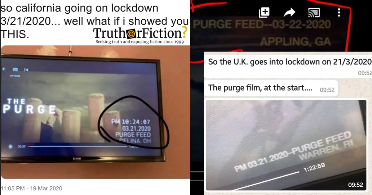 Was ‘The Purge’ Feed Set on March 22 2020?