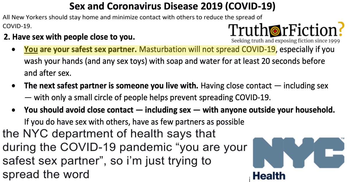 Did the NYC Department of Health Issue ‘COVID-19 Sex’ Guidelines?