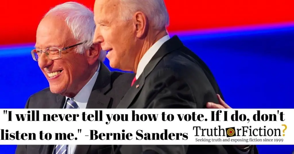 Did Bernie Sanders Say 'I Will Never Tell You How to Vote ...