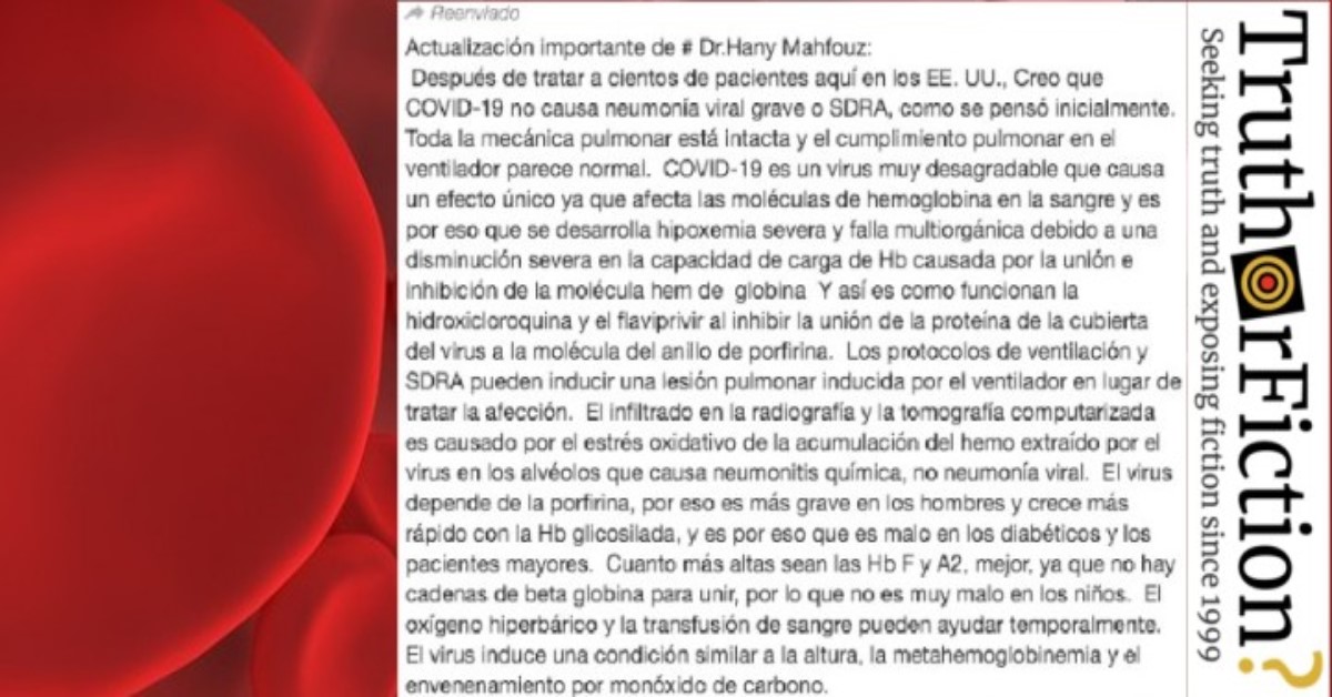 Disinformation Linking COVID-19 to Hemoglobin Spreads to Spanish-Speaking Readers