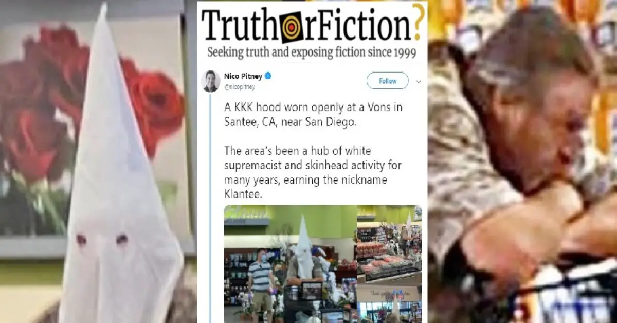 Was a Man in California Spotted Shopping While Wearing a Ku Klux Klan Hood?