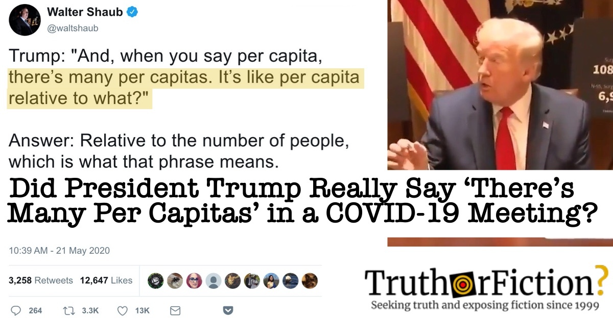 Did Trump Say There Are ‘Many Per Capitas’ During a COVID-19 Discussion?