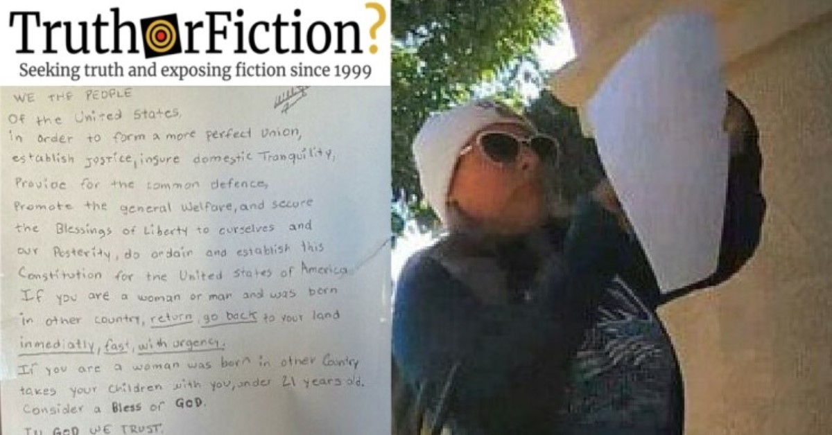 Was a California Woman Caught Posting a Racist Letter on Neighbors’ Doors?