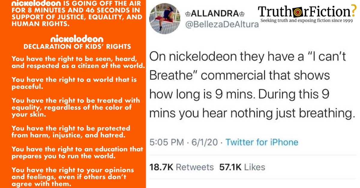 Nickelodeon Goes Off the Air for Eight Minutes and 46 Seconds to Protest Death of George Floyd