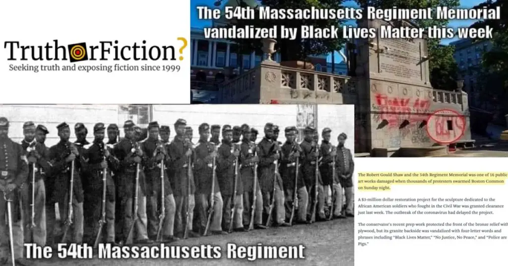 This Is The 54th Regiment Memorial Defaced This Week Claim