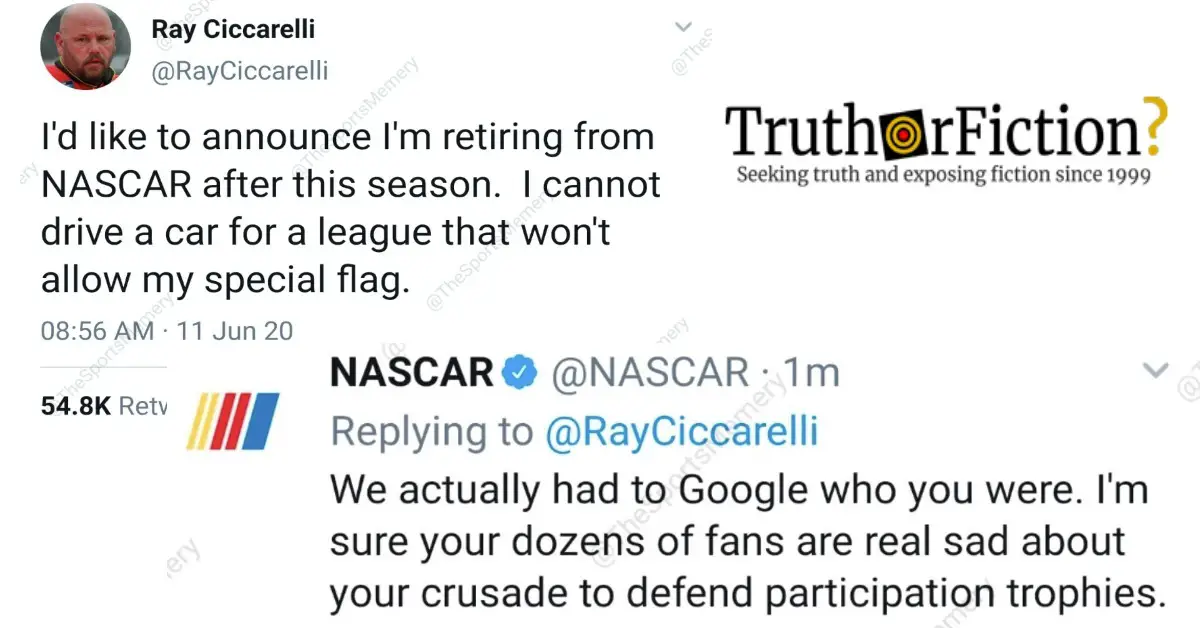 Did NASCAR Reply to Ray Ciccarelli on Twitter About Their Confederate Flag Policy?