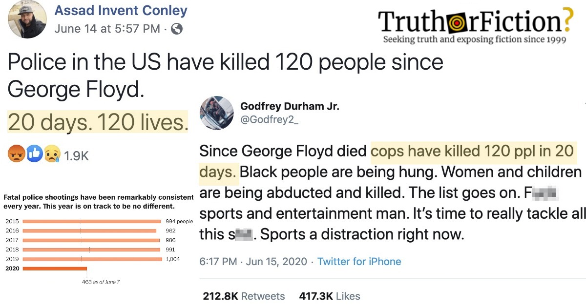 Have Police in the United States Killed 120 People Since George Floyd’s Death?